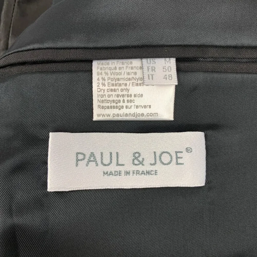 PAUL & JOE Size 38 Black Wool Blend Notch Lapel Sport Coat